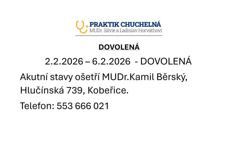 Dovolená praktik Chuchelná